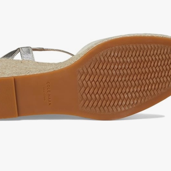 Cole Haan Cloudfeel Espadrille Wedge Women's Heels /Soft Gold Leather - Picture 4 of 7